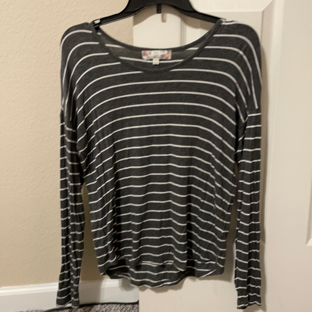 Pink Rose striped long sleeve tee